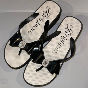 Brighton wedge flip flops. Never worn